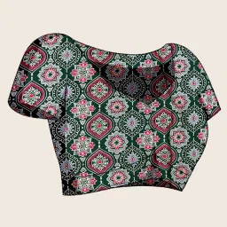 Saree Mall Green Satin Self Saree with Blouse Piece image 4