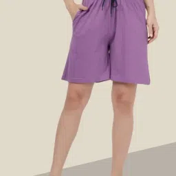 Kryptic Purple Solid Lounge Shorts-image-23