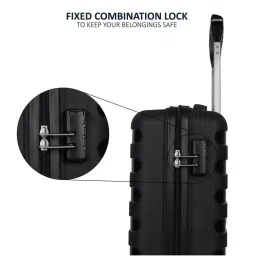 Priority Black 4 Wheels Large Hard Cabin Trolley Bag 50.8 cm image 4