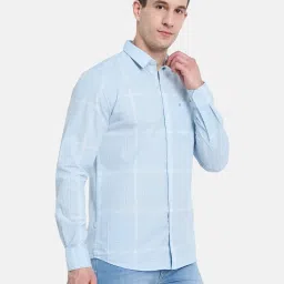 Mettle Blue Cotton Regular Fit Checks Shirt image 4
