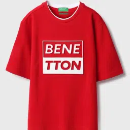 United Colors of Benetton Boys Red Cotton Solid Tshirt-picture-36