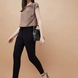 Code By Lifestyle Black Regular Fit Trousers image 4