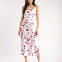 Fablestreet White & Pink Floral Print Midi Dress image 4