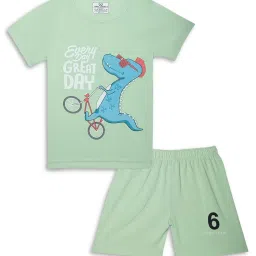 Vimal Jonney Kids Yellow & Mint Green Printed T-Shirt Set image 4