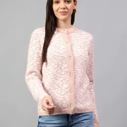 Cantabil Pink Self Design Cardigan-image-2