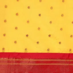 Varkala Silk Sarees Yellow & Red Woven Saree With Unstitched Blouse image 4