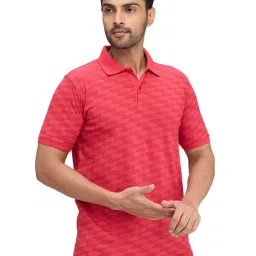 Park Avenue Red Slim Fit Printed Polo T-Shirt image 4