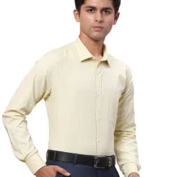 Park Avenue Yellow Slim Fit Checks Shirt image 4