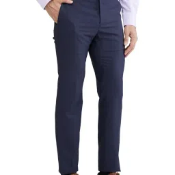 Raymond Blue Slim Fit Self Pattern Trousers image 4