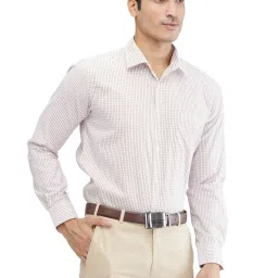 Park Avenue Brown Slim Fit Checks Shirt image 4