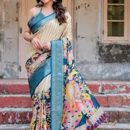ALMAARI FASHION Ethnic Motifs Woven Design Art Silk Jamdani Saree-picture-37