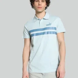 Puma Blue Cotton Slim Fit Striped Polo T-Shirt-picture-39