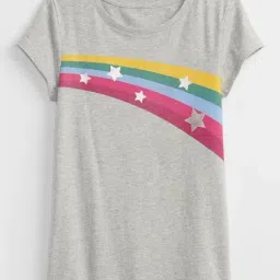 GAP Girls Grey Regular Fit Graphic Short Sleeves T-Shirt image 3