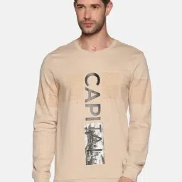 showoffff SHOWOFF Beige Cotton Slim Fit Printed Sweatshirt-picture-30