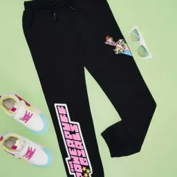Pantaloons Junior Girls Jet Black Cotton Printed Track Bottoms & Joggers-picture-29