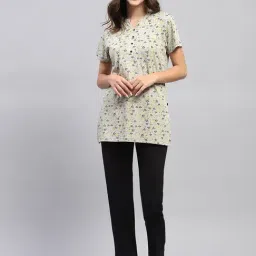 Monte Carlo Black & Yellow Cotton Floral Print Top With Pyjamas-image-63