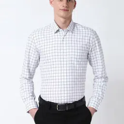 Peter England White Slim Fit Checks Shirt-picture-21