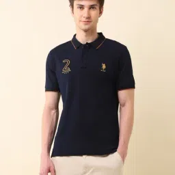 U.S. Polo Assn. Blue Cotton Slim Fit Polo T-Shirt-picture-21