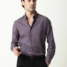 Rare Rabbit Purple Cotton Regular Fit Solid Shirt-picture-26