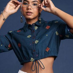 Taavi Floral Embroidered Shirt Collar Woven Legacy Shirt Style Top-picture-11