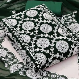 NEGRONI Ethnic Motifs Embroidered Organza Unstitched Dress Material-picture-14