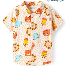 Babyoye 100% Cotton Knit Half Sleeves Eco Jiva Finish Animal Printed Shirt - Multicolor-picture-11