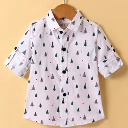 JASH KIDS Cotton Knit Full Sleeves Jungle Theme Printed Shirt - White-picture-15