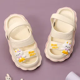 Yellow Bee Bunny Applique Detailed Clogs - Cream-picture-13