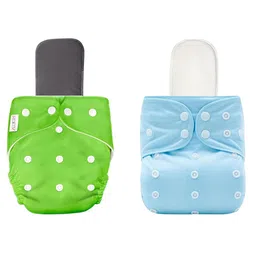 AEREX Reusable Baby Cloth Diapers For 6 Months to 3 Years With 2 Insert Pad Leak Proof Washable Diapers For New Born Babies Adjustable Pocket Cloth Diaper Nappies (Green & Light Blue)-picture-21