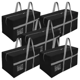 Storite Extra Large 128 L Nylon Moisture Proof Multipurpose Heavy Duty Storage Bag for Toys/Stationery/Blankets/Clothes/Moving Bags With Strong Reinforced Handles Rectangular (Black)-picture-36