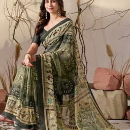 HERE&NOW Warli Pure Georgette Handloom Saree image 2