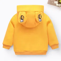 Mark & Mia Full Sleeves Hooded Sweatshirt With Honeybee Embroidery & Kangaroo Pockets - Yellow image 2