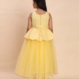 Toy Balloon Kids Net Woven Sleeveless Floral Applique Detailed Gown - Yellow image 3