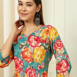 Anouk Rustic Women Floral Printed Sequinned Kurta image 3