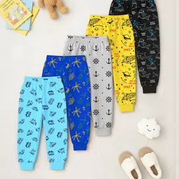 YK X Trampoline Kids Pack Of 5 Printed Cotton Lounge Joggers-picture-44