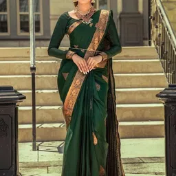 YAMUNE Ethnic Motifs Zari Pure Silk Banarasi Saree image 3