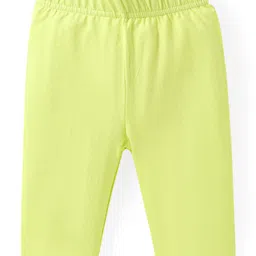 Babyhug Cotton Lycra Knit Three Fourth Length Leggings With Polka Dot & Floral Print Pack of 3 - Pink & Light Green image 4