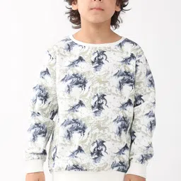 Anthrilo Fleece Knit Full Sleeves Abstract Printed Coordinating Winter Sweatshirt & Joggers Set - Blue & White image 5