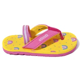 Cute Walk by Babyhug Flip Flops With Back Strap Rainbow Print - Yellow image 5