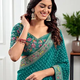 Ambuja International Embroidered Pure Georgette Bandhani Saree-picture-16