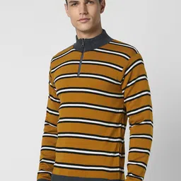 Peter England Casuals Men Grey Striped image 5