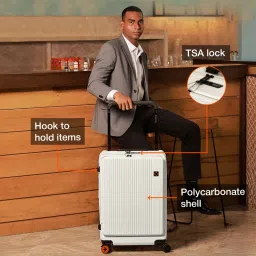 Nasher Miles Silicon Valley Hard-Sided Polycarbonate Cabin Luggage White 20 inch Trolley Bag image 4