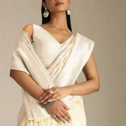 Soch Cream Tussar Woven Design Saree With Stitched Blouse image 4