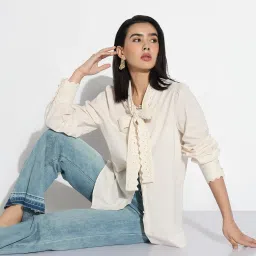 showoffff Showoff Beige Cotton Regular Fit Top image 4