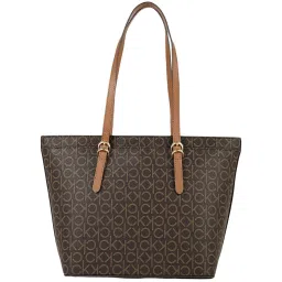 CALVIN KLEIN Brown SERAFINA Logo Tote image 4