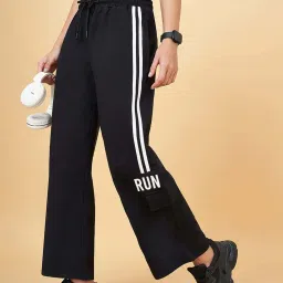 Ajile by Pantaloons Jet Black Cotton Striped Track Pants image 4