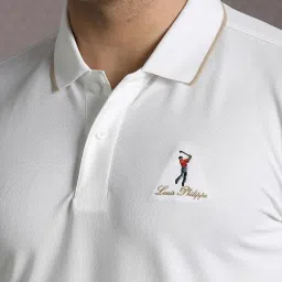 Louis Philippe White Regular Fit Texture Polo T-Shirt image 4