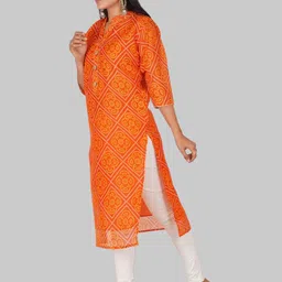 PARTH SY FASHION Women Orange Blended Straight Kurtas image 2