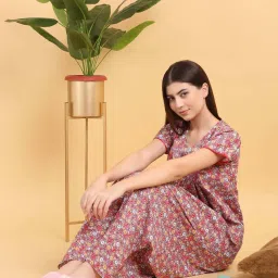 Sweet Dreams Purple Cotton Printed Night Gown image 4