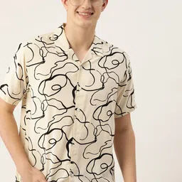 Mast & Harbour Abstract Printed Cuban Collar Casual Shirt-picture-28